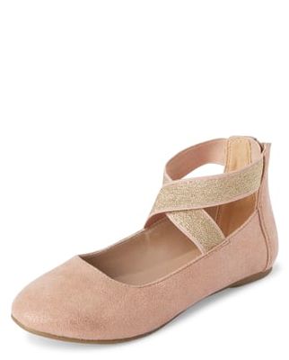 Girls Metallic Cross Strap Ballet Flats