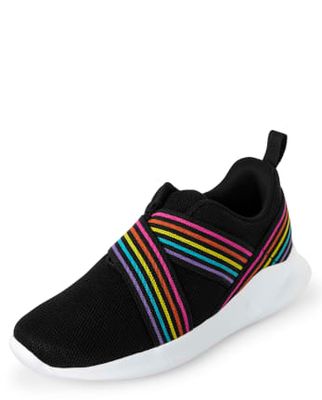Girls Rainbow Stripe Mesh Sneakers