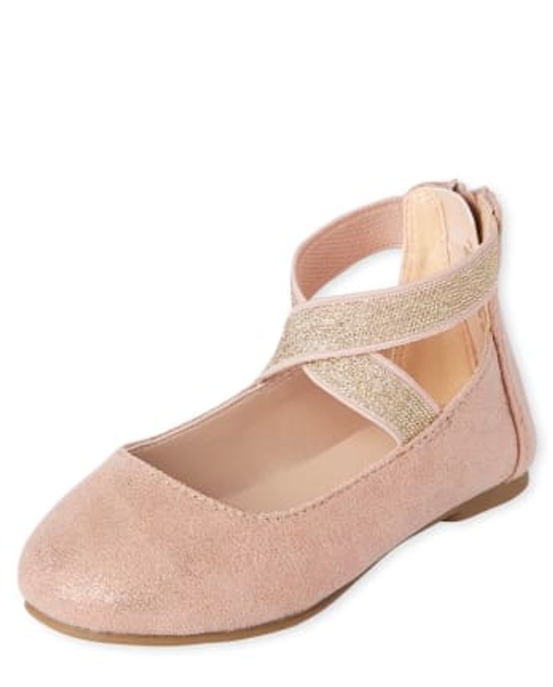 Toddler Girls Metallic Cross Strap Ballet Flats