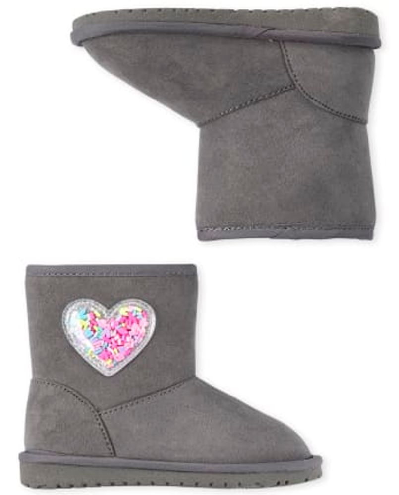 Toddler Girls Shakey Heart Faux Suede Boots