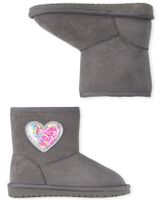 Toddler Girls Shakey Heart Faux Suede Boots