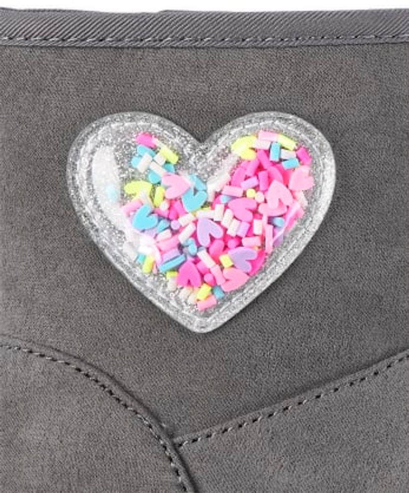 Toddler Girls Shakey Heart Faux Suede Boots