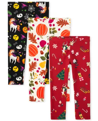 Toddler Girls Holiday Leggings 3-Pack