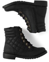 Girls Quilted Lace Up Booties