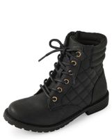 Girls Quilted Lace Up Booties