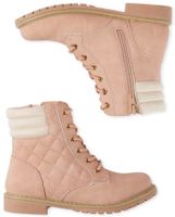 Girls Quilted Lace Up Booties