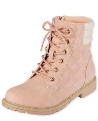 Girls Quilted Lace Up Booties