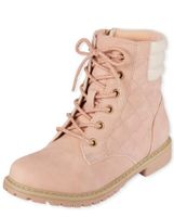 Girls Quilted Lace Up Booties