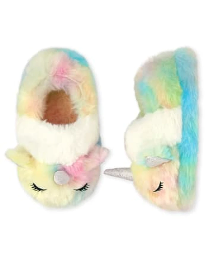 Chaussons licorne arc-en-ciel tie-dye pour toute-petite fille