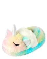 Chaussons licorne arc-en-ciel tie-dye pour toute-petite fille