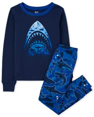 Boys Shark Snug Fit Cotton Pajamas - edge blue