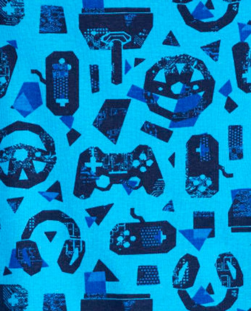 Boys Gamer Snug Fit Cotton Pajamas 2-Pack - bright bay blue