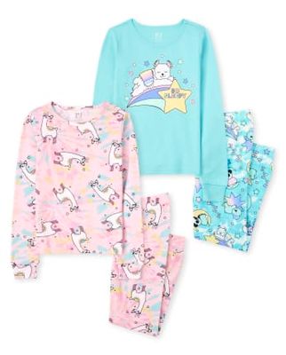 Girls Sheep Llama Snug Fit Cotton Pajamas 2-Pack - softmarine