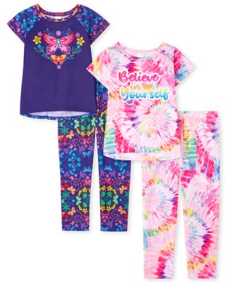 Girls Tie Dye Butterfly Pajamas 2-Pack