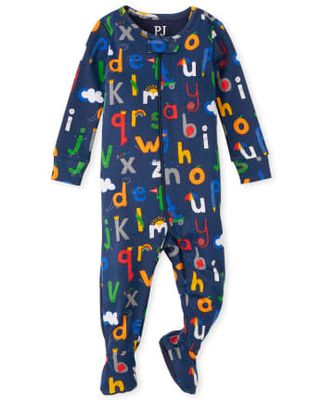 Unisex Baby And Toddler Alphabet Snug Fit Cotton One Piece Pajamas - thunder blue