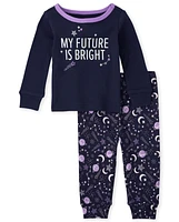 Baby And Toddler Girls Moon Snug Fit Cotton Pajamas