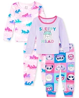 Lot de 2 pyjamas ajustés en coton licorne llama pour bébé et toute-petite fille