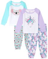 Baby And Toddler Girls Unicorn Koala Snug Fit Cotton Pajamas 2-Pack