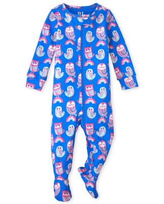 Baby And Toddler Girls Owl Snug Fit Cotton One Piece Pajamas