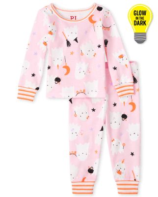 Baby And Toddler Girls Glow Fa-Boo-Lous Snug Fit Cotton Pajamas