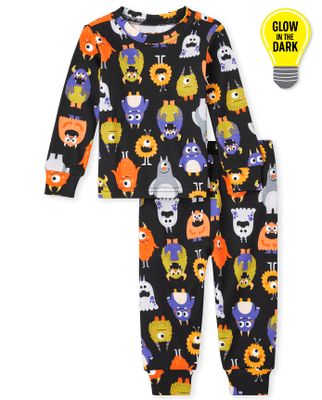 Baby And Toddler Glow Monster Mashup Snug Fit Cotton Pajamas