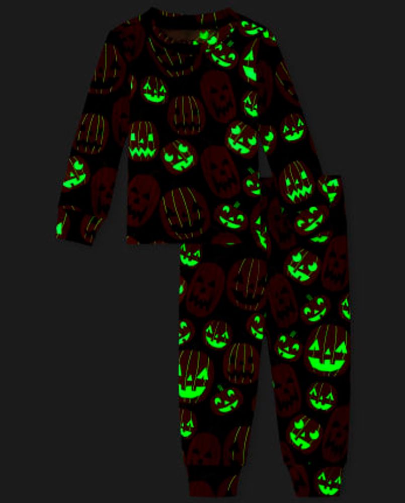 Baby And Toddler Matching Family Glow Pumpkin Snug Fit Cotton Pajamas