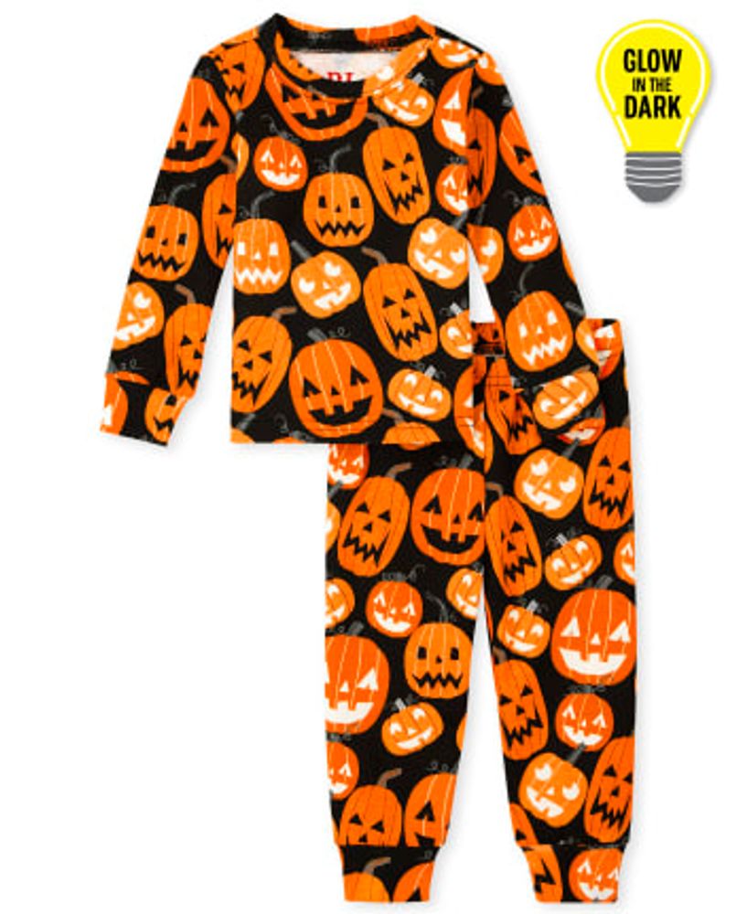 Baby And Toddler Matching Family Glow Pumpkin Snug Fit Cotton Pajamas