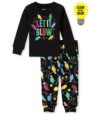 Unisex Baby And Toddler Matching Family Let it Glow Snug Fit Cotton Pajamas