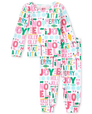 Baby And Toddler Girls Mommy Me Make it Merry Snug Fit Cotton Pajamas