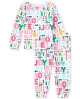 Baby And Toddler Girls Mommy Me Make it Merry Snug Fit Cotton Pajamas