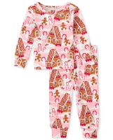 Baby And Toddler Girls Gingerbread House Snug Fit Cotton Pajamas