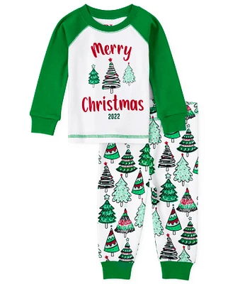 Unisex Baby And Toddler Matching Family Merry Christmas 2022 Snug Fit Cotton Pajamas