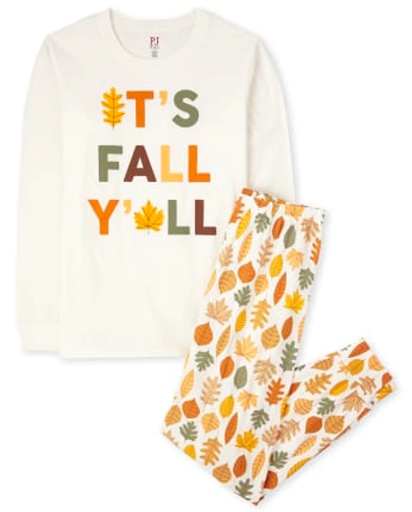 Pyjama en coton unisexe pour adulte assorti It's Fall Y'all