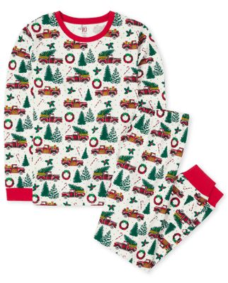 Unisex Adult Matching Family O Christmas Tree Cotton Pajamas - bunnys tail