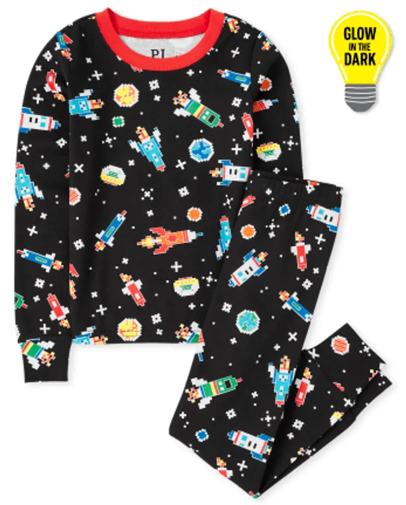 Boys Glow Space Snug Fit Cotton Pajamas