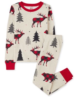 Unisex Kids Matching Family Winter Bear Snug Fit Cotton Pajamas - h/t vanilla
