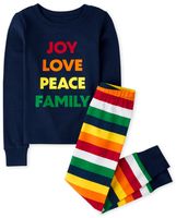 Kids Matching Family Peace Love Joy Snug Fit Cotton Pajamas