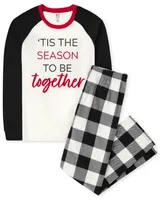 Adult Matching Family 'Tis The Season Buffalo Plaid Cotton And Fleece Pajamas