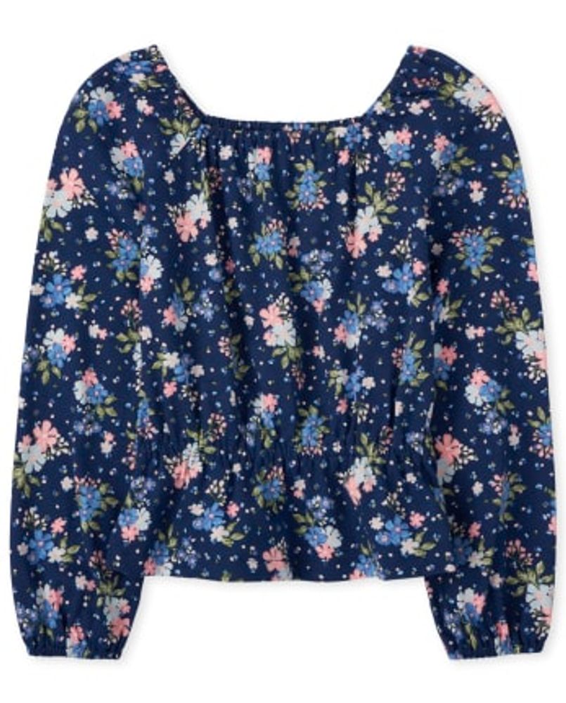 Girls Print Ruffle Top