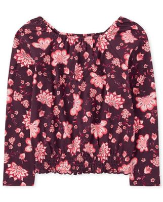 Girls Print Smocked Top