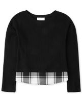 Girls Buffalo Plaid Snit 2 1 Sweater