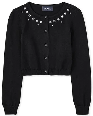 Girls Jeweled Cardigan