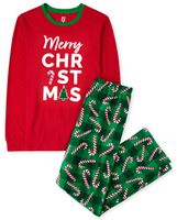 Unisex Adult Matching Family Merry Christmas Cotton And Fleece Pajamas