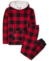 Unisex Adult Matching Family Buffalo Plaid Fleece Pajamas