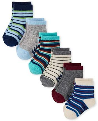 Lot de 6 chaussettes mi-longues rayées pour tout-petit garçon