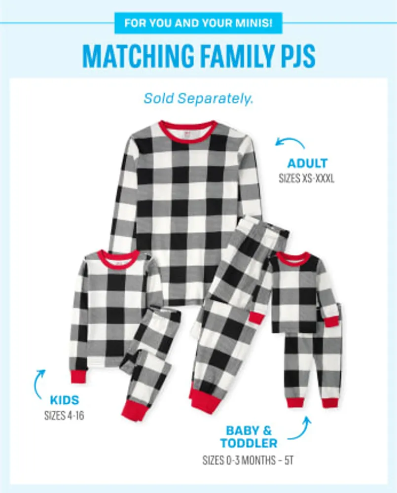 Unisex Adult Matching Family Thermal Buffalo Plaid Cotton Pajamas