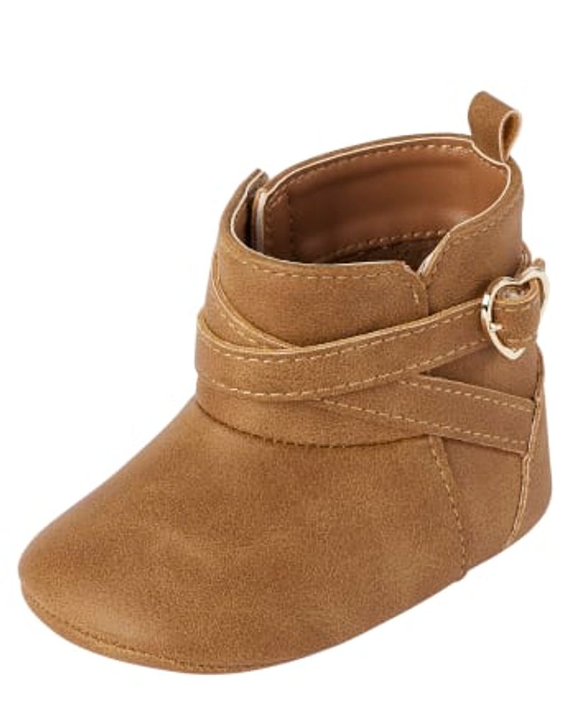 Baby Girls Heart Buckle Booties