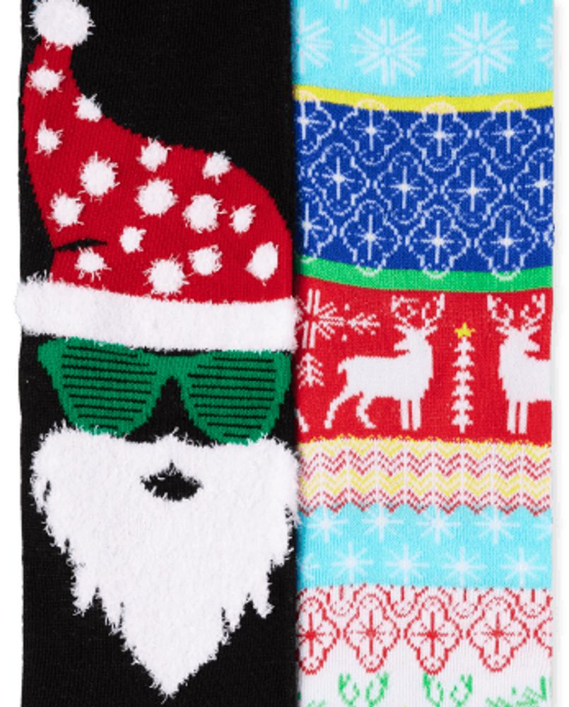 Unisex Kids Matching Family Santa Crew Socks 3-Pack