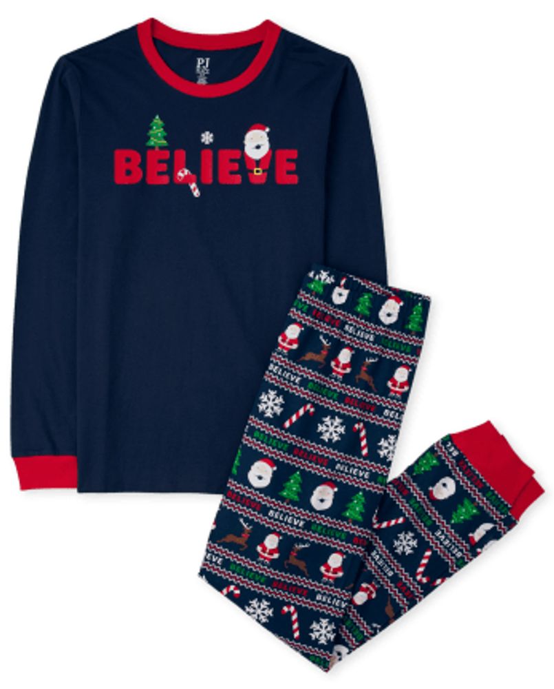 Adult Matching Family Believe Santa Cotton Pajamas