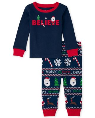 Baby And Toddler Matching Family Believe Santa Snug Fit Cotton Pajamas